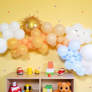 Kit de guirnalda de globos Sunshine Baby Shower: azul, melocotón y amarillo