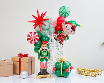 Christmas Balloon Garland Kit: Nutcracker, Candy Cane, Winter Party Decor