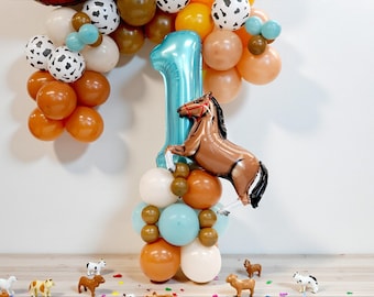 Retro Rodeo Balloon Column Kit: Cowboy 1st Birthday Party Decor