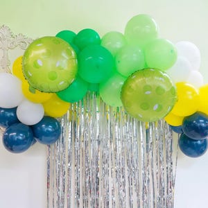 Pickleball Birthday Bachelorette Party Balloon Garland: Green, Yellow, Blue Party Decor image 1