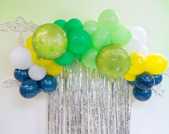 Pickleball Birthday Bachelorette Party Balloon Garland: Green, Yellow, Blue Party Decor