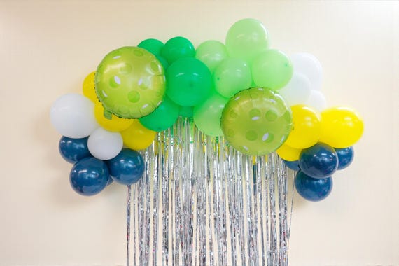Pickleball Birthday Balloon Garland: Green, Yellow, Blue Party Decor