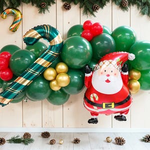 Christmas Balloon Arch Garland: Red, Green, Gold Party Decor
