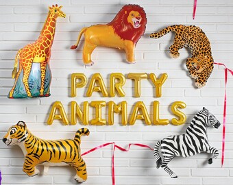 Safari Animal Balloons: Jungle Kids Wild One Birthday Party Decor
