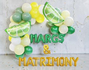 Margs & Matrimony Balloon Garland: Bachelorette Bridal Shower Engagement Party Decor
