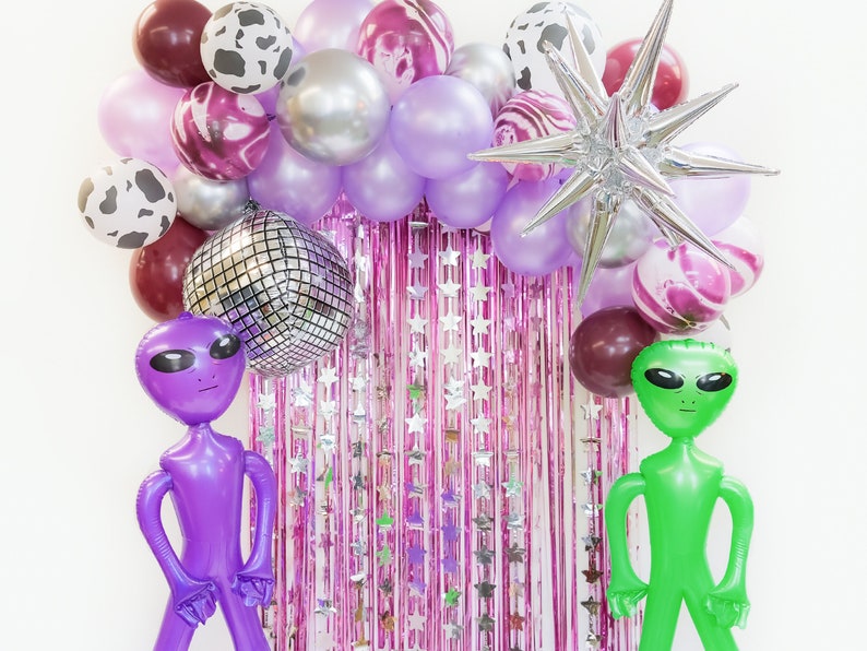 Space Disco Cowgirl Theme Bachelorette / Birthday Party Balloon Garland Alien Balloons Space Cowgirl Bachelorette Alien Birthday image 1