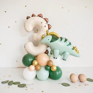 Custom Dinosaur Balloon Stack: T Rex Birthday Balloon Centerpiece Number 3 Dino Party Decor image 5