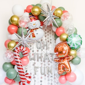 Friendsmas Christmas Balloon Garland | OH WHAT FUN Christmas Party Gingerbread Candy Cane Balloon Arch | Winter Onderland | Baby Shower
