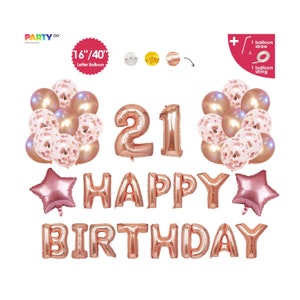 Rose Gold 21st Birthday Balloon Decoration Set | 21st Birthday Party Ideas Themes and Decor |  21st Birthday Party Decor | 21st Birthday