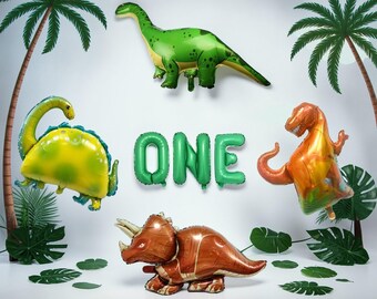 Banner de globos para el primer cumpleaños de dinosaurios: decoración para fiesta de dinosaurios