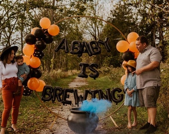 A Baby Is Brewing Halloween Baby Shower Decorations Balloon Banner/Sign | Halloween Gender Reveal Party Decorations Balloon Banner/Sign