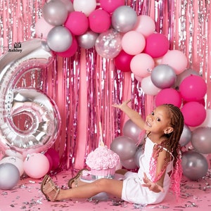 Hot  Pink Balloon Arch Garland Kit | Hot Pink Rose Gold Chrome Balloons for Birthday Shower Princess Theme Party Decors