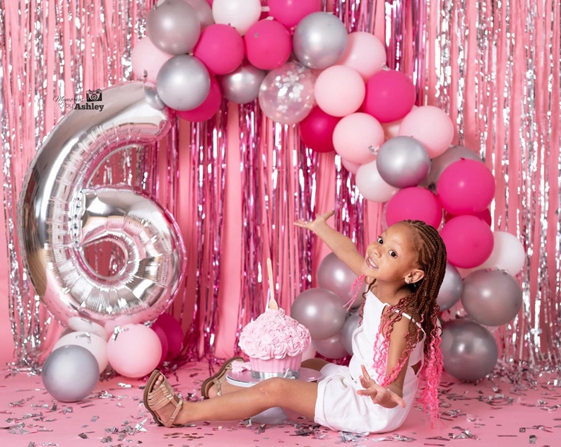 Hot  Pink Balloon Arch Garland Kit  Hot Pink Rose Gold Chrome image 1