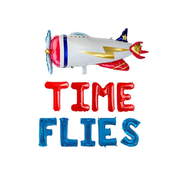 Airplane Time Flies Balloon Banner | Airplane Themed First Birthday, Baby Shower, It's a boy, Two Fly 2nd Birthday Backdrop