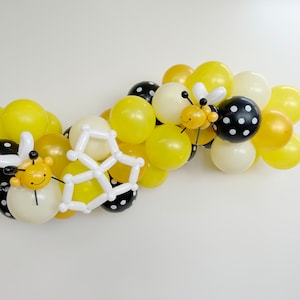 First Bee day balloon garland decorations | DIY bumble bee kit | Bee yourself balloon bumble bee birthday | Bee Happy 1st BDay baby shower