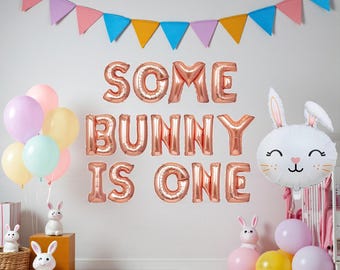Banner de globos "Some Bunny Is One", primer cumpleaños, decoración de Pascua