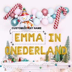 Nom personnalisé Onederland Décorations de fête Bannière de ballons | Alice au pays des merveilles Décor 1er anniversaire Onederland Signe