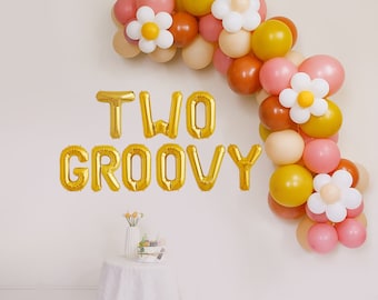 Two Groovy Garland Set | Two Groovy Birthday Party | Daisy Birthday Party 2nd birthday Boho Daisy decor 70's theme decor