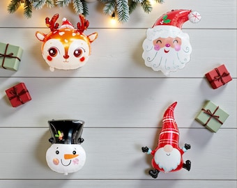 Christmas Character Balloon Set: Santa, Snowman, Reindeer