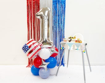 Patriotic 1st birthday | baby shower | July 4th  | independence day baby shower balloon DIY | little firecracker