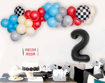 Two Fast Birthday Party Decorations Balloon Garland  | Retro Vintage Car Themed Birthday Garland | 2nd Race Car Birthday Themed