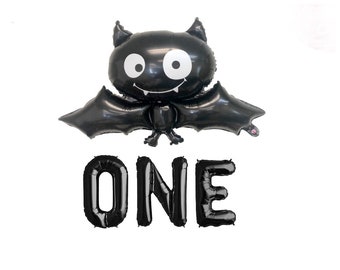 ONE with Bat Balloon|  1st Birthday | Halloween Themed 1st Birthday Banner Decor | Little Bat Birthday | Our Little Boo is Turning One