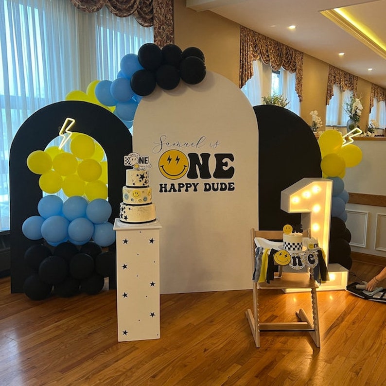 One Happy Dude Birthday Balloon Garland Kit 1st Birthday Happy Dude 1st Birthday Party Decorations Smily Face Balloon 17'' image 2