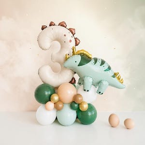 Custom Dinosaur Balloon Stack: T Rex Birthday Balloon Centerpiece Number 3 Dino Party Decor image 4