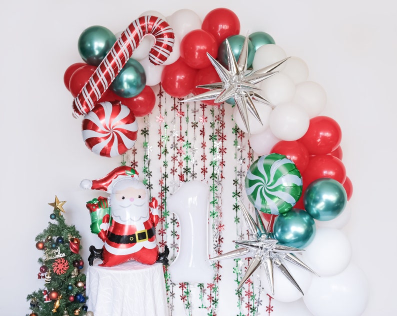 Christmas theme 1st birthday Balloon Garland kit  Friendsmas image 1