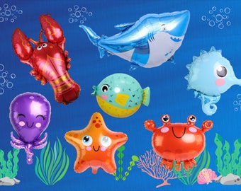 Under the Sea Party Balloon Decorations | Octopus Balloon | Lobster Shark Balloon | Crab Starfish Balloon | Ocean Party Sea Horse Balloon