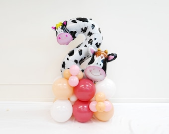 Moo I'm Two themed party Column | Cow Party Balloon Column | Rodeo Balloon Column | Farm Party Column Decorations | On The Farm Party Column