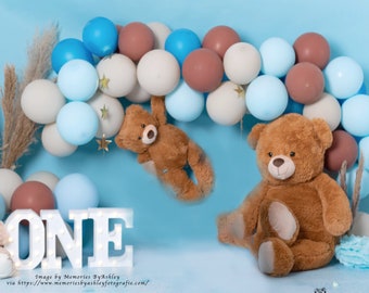 Blue teddy bear theme 1st birthday Party Decor | Cake smash Balloon archKit | boy's birthday party balloon DIY | Baby shower  |