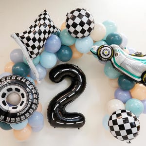 Race Car Theme Balloon Garland Kit | Two Fast Racer Birthday Race Driver Birthday | Car Birthday Checkered Balloons Fast One | Boy Car Party