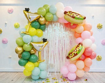 Martini & Hot Dog Balloon Arch Kit: Bachelorette Party Decorations