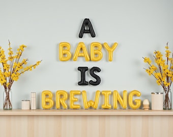 A Baby Is Brewing Halloween Balloon Banner: Baby Shower Gender Reveal Party Decor