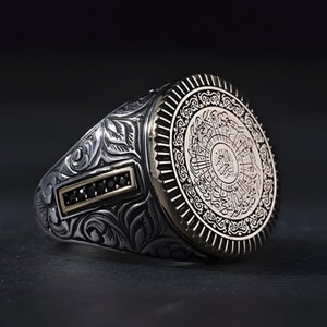 Arabic Embroidered Oval Silver Ring, Inshirah Sure Handmade Adjustable ...