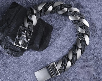 Black Zircon Stone Sterling Silver Bracelet - Handmade Turkish Jewelry Gift