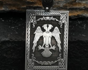 Double Headed Eagle Sterling Silver Necklace: Islamic Turkish Jewelry
