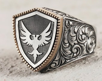 Handcrafted 925 Sterling Silver Phoenix Ring with Engraved Detailing