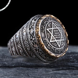 Sterling Silver Seal of Solomon Ring: Magic Protection Talisman
