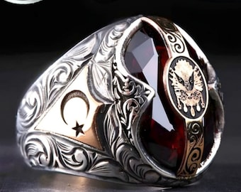 Black Onyx Sterling Silver Ottoman Ring: Turkish Islamic Gift