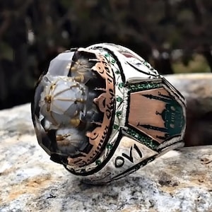 Islamischer Moschee Silber Ring – Handgemachter Sterling Silber Ring mit Individuellen Details – Eleganter Muslimischer Schmuck für Männer