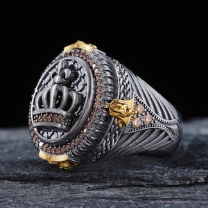 Handmade Crown Silver Ring: Ottoman Sultan Style