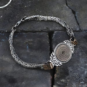 35 Besmele Sherif Written Protective Silver King Chain Bracelet, Personalisable Men&#39;s Bracelet, Gift for Father&#39;s Day