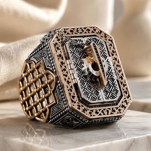 Handmade Kaaba Sterling Silver Ring, Islamic Muslim Gift