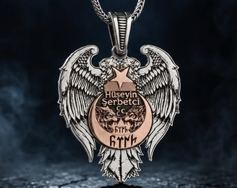 Personalized Wolf Necklace, 925 Sterling Silver Turkish Heritage Pendant