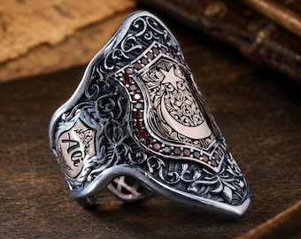 Moon Star Sterling Silver Archer Thumb Ring, Customizable Zihgir