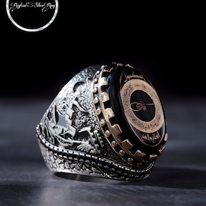 Istanbul 1453 Amber Stone Men's Ring, Conquest of Istanbul Our Pride Fatih Sultan Mehmet Our Sultan, Always Remember, Ottoman Ring Men