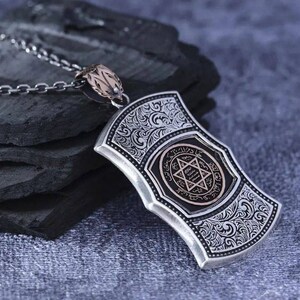 Collar de doble cara con el sello de Suleiman hecho a mano: medallón turco personalizado