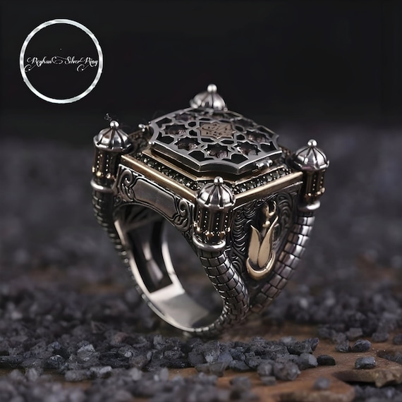 Handmade 925 Sterling Silver Ottoman Men's Ring: Islamic Muslim Gift